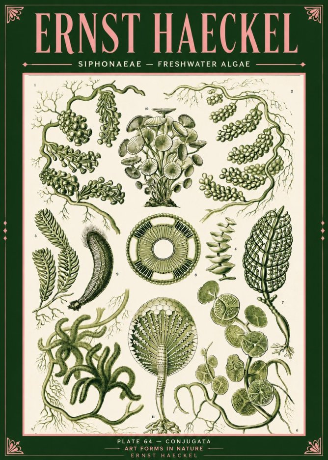 Ernst Haeckel Siphonaceae - Freshwater Algae No4 - Poster