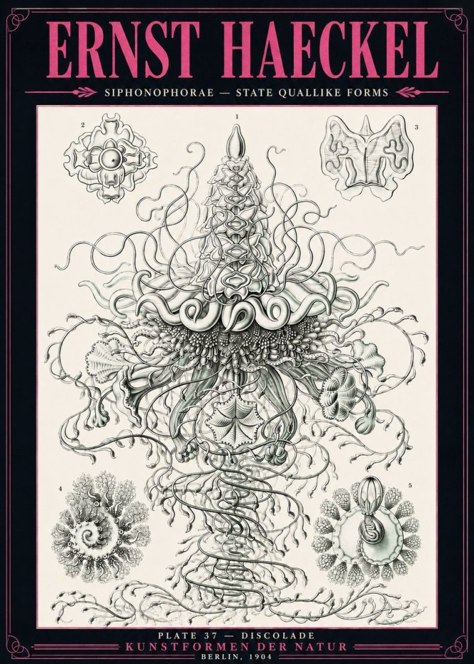 Ernst Haeckel Siphonophorae – State Quallike Forms No3 - Poster