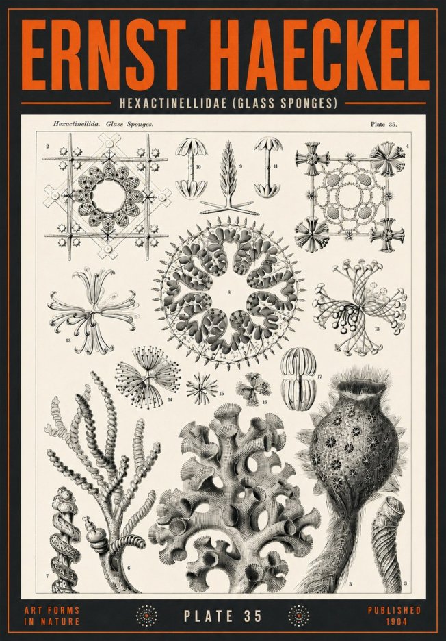 Ernst Haeckel Hexactinellida. Glass Sponges. No4 - Poster
