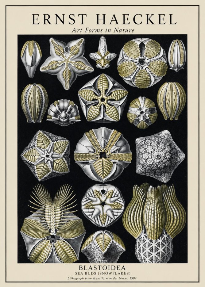 Ernst Haeckel Blastoidea Sea Buds (Snowflakes) No1 - Poster