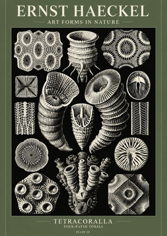Ernst Haeckel Tetracoralla - Four-rayed Corals No6 - Poster