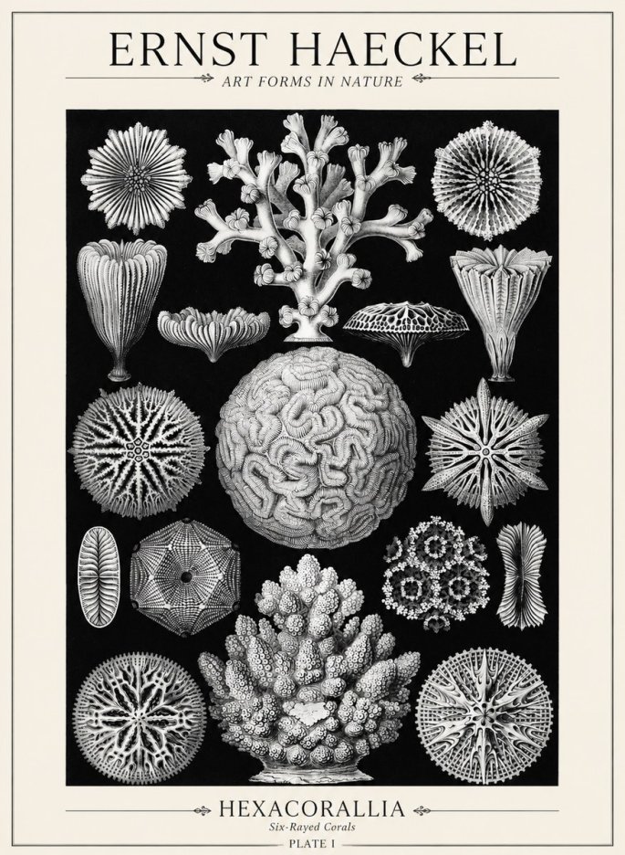 Ernst Haeckel Hexacoralla – Six-rayed Corals No5 - Poster