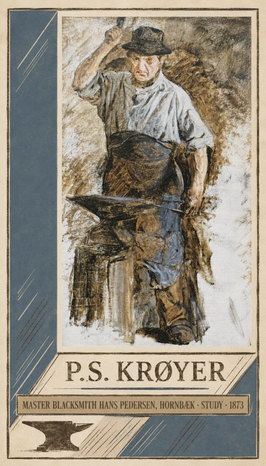 P.S. Krøyer Master Blacksmith Hans Pedersen, Hornbaek · Study · 1873 No3 - Poster