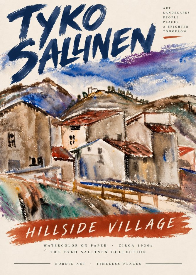Tyko Sallinen Hillside Village No5 - Poster