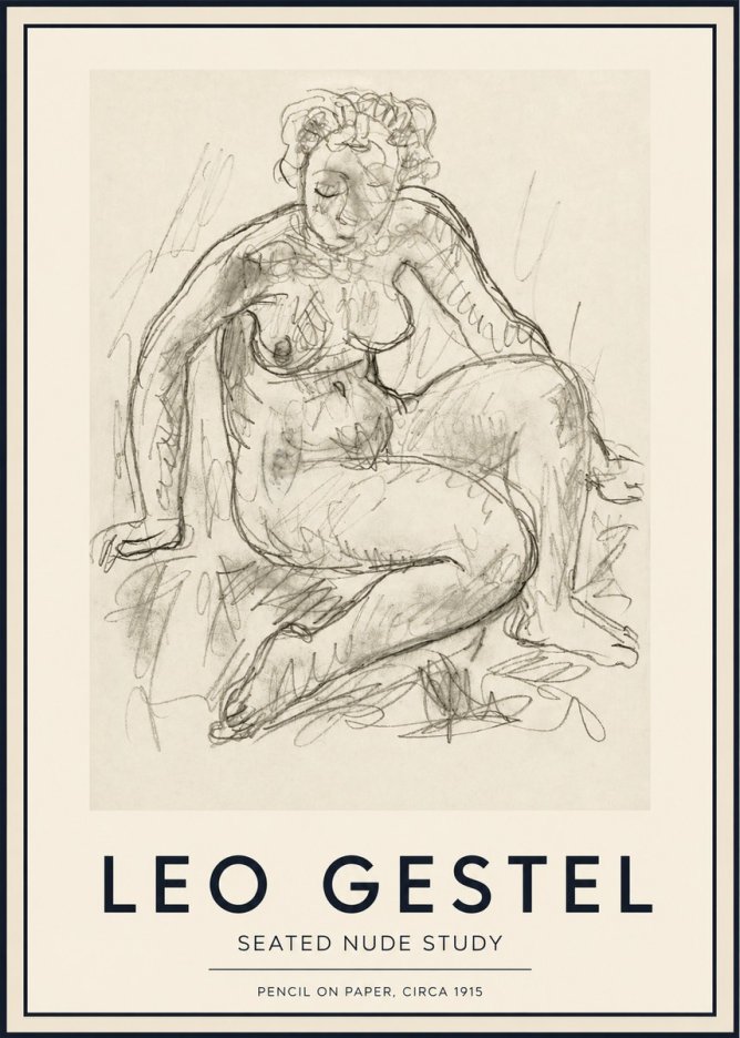 Leo Gestel Seated Nude Study No3 - Poster
