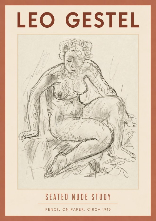 Leo Gestel Seated Nude Study No4 - Poster