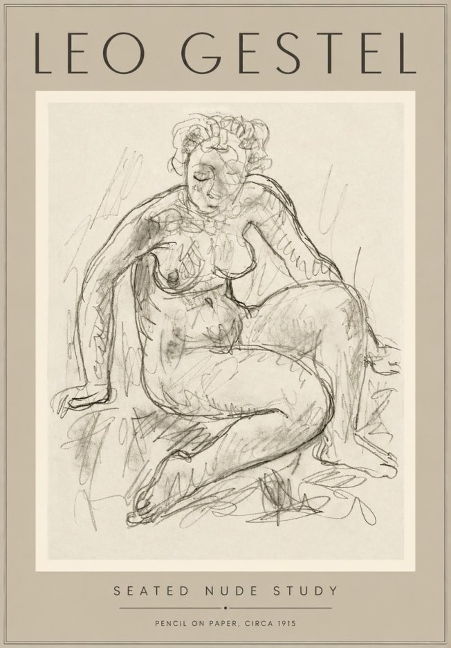 Leo Gestel Seated Nude Study No5 - Poster