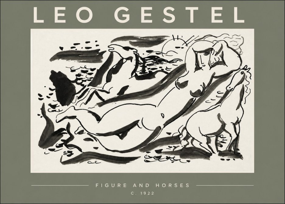 Leo Gestel Figure and Horses No3 - Poster