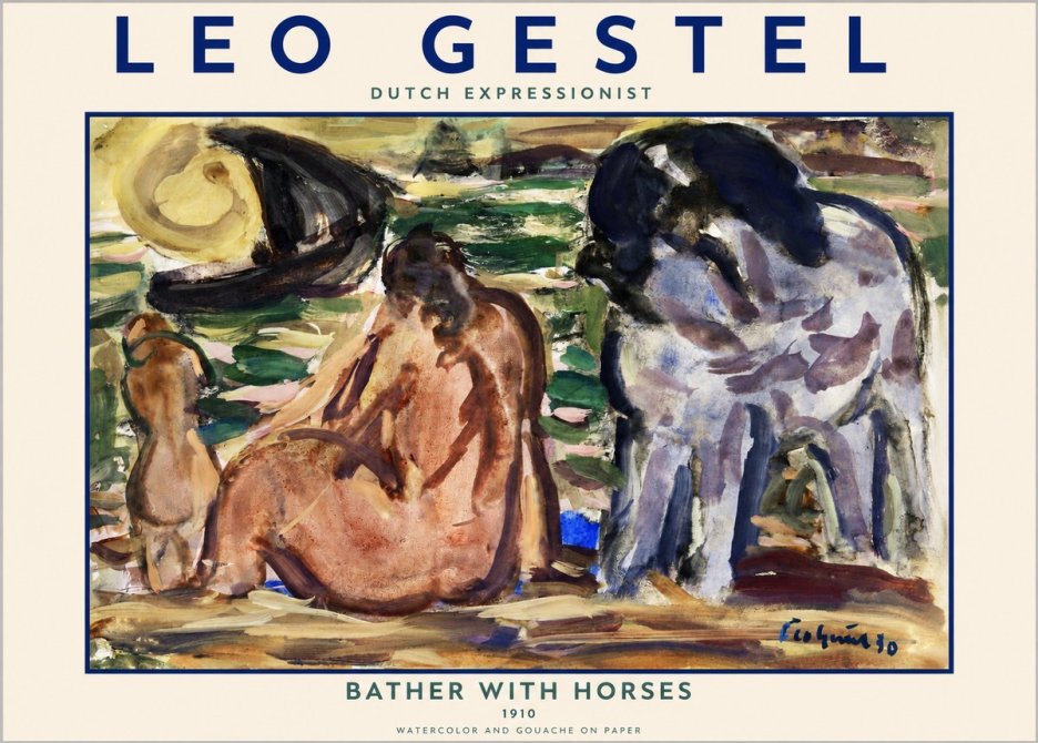 Leo Gestel Bather with Horses No2 - Poster
