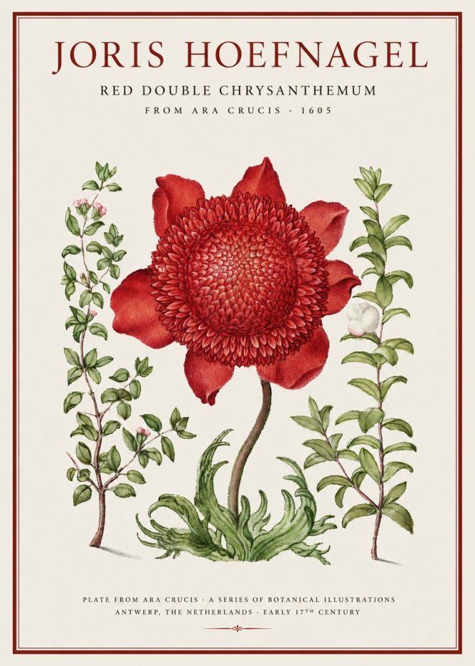 Joris Hoefnagel Red Double Chrysanthemum No1 - Poster
