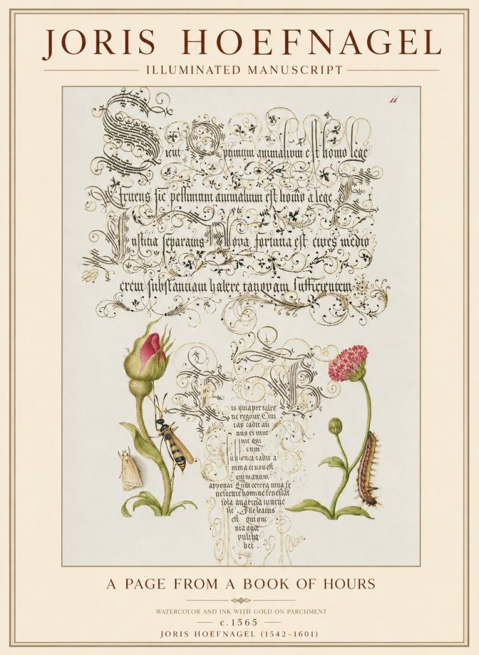 Joris Hoefnagel A Page from a Book of Hours No1 - Poster
