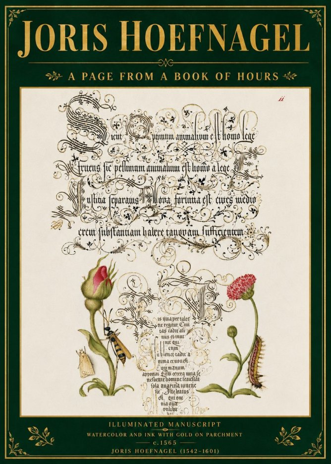 Joris Hoefnagel A Page from a Book of Hours No5 - Poster