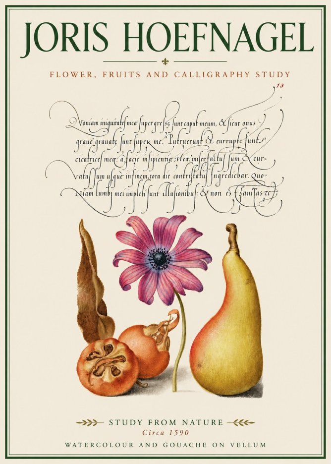 Joris Hoefnagel Study of Flower and Fruits No4 - Poster