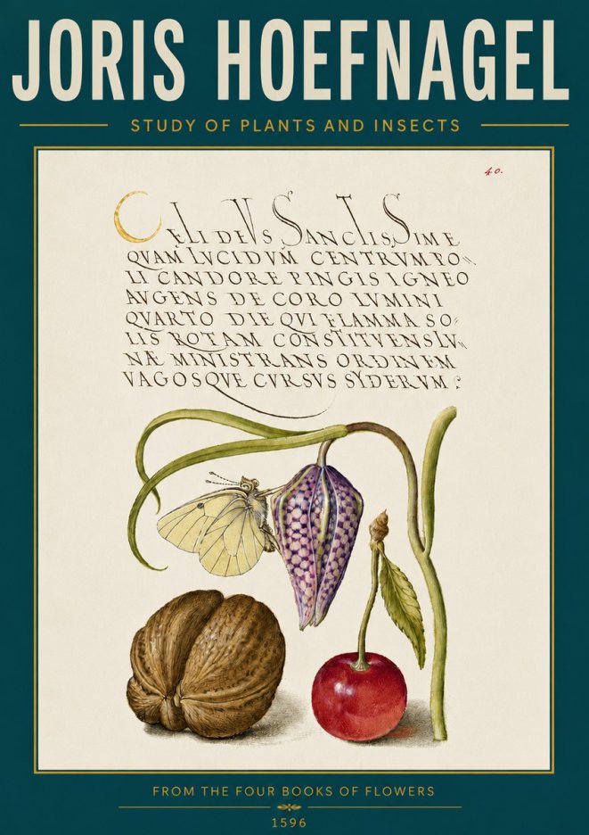 Joris Hoefnagel Study of Plants and Insects No6 - Poster
