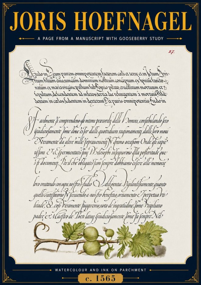 Joris Hoefnagel A Page from a Manuscript with Gooseberry Study No5 - Poster