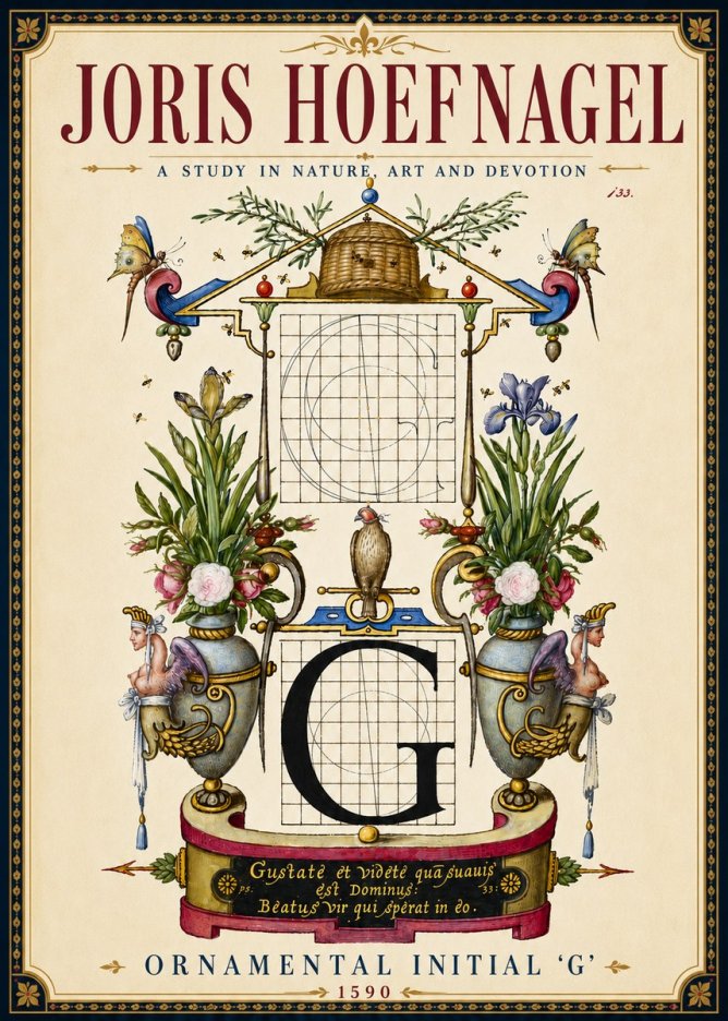 Joris Hoefnagel Ornamental Initial 'G' No6 - Poster