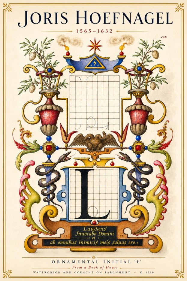 Joris Hoefnagel Ornamental Initial 'L' No6 - Poster