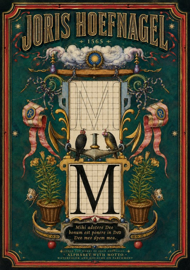Joris Hoefnagel Alphabet with Motto • M • No3 - Poster