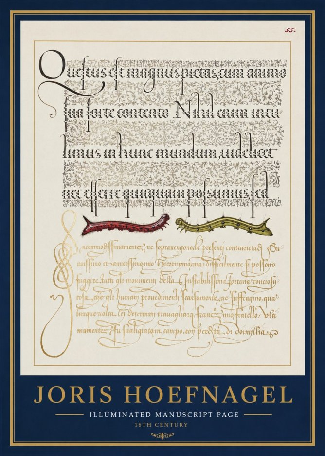 Joris Hoefnagel Illuminated Manuscript Page I No1 - Poster
