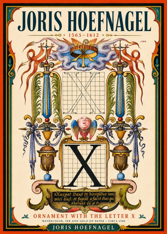Joris Hoefnagel Ornament with the Letter X No5 - Poster