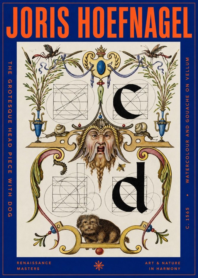 Joris Hoefnagel The Grotesque Head Piece with Dog No2 - Poster