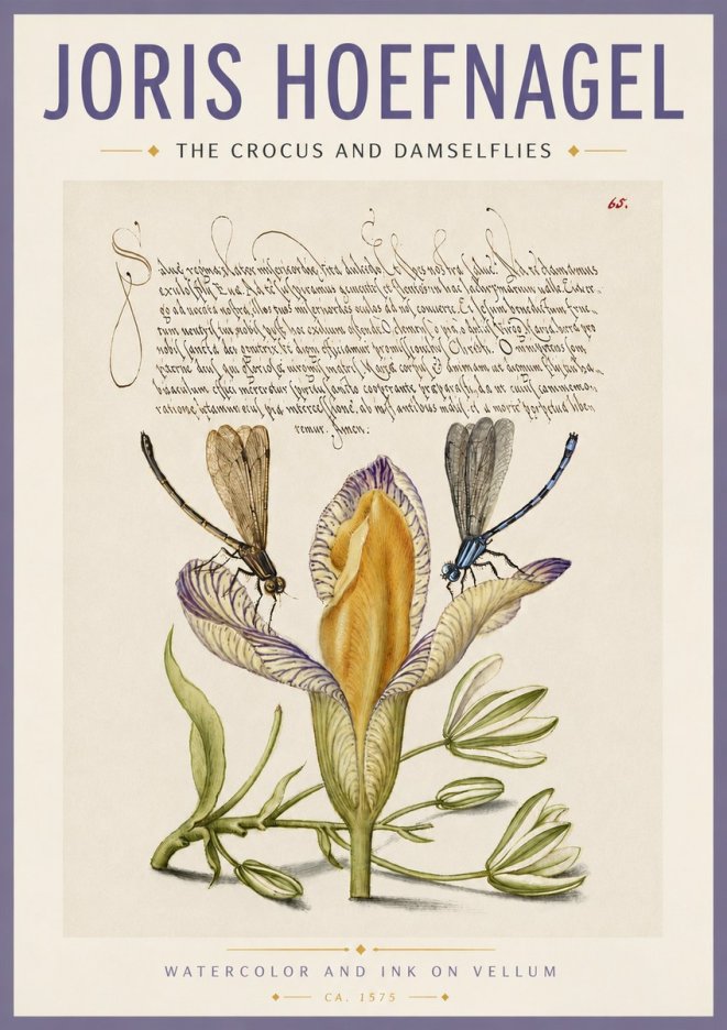 Joris Hoefnagel The Crocus and Damselflies No4 - Poster