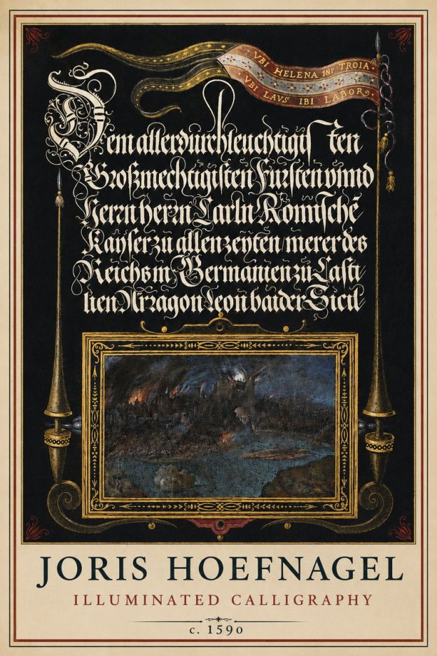 Joris Hoefnagel Illuminated Calligraphy No3 - Poster