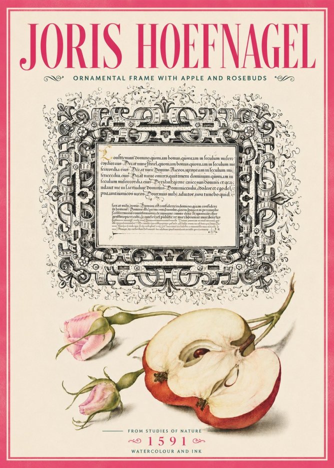 Joris Hoefnagel Illuminated Calligraphy and Botanical Study No6 - Poster