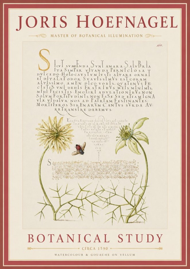 Joris Hoefnagel Botanical Study with Insect No5 - Poster