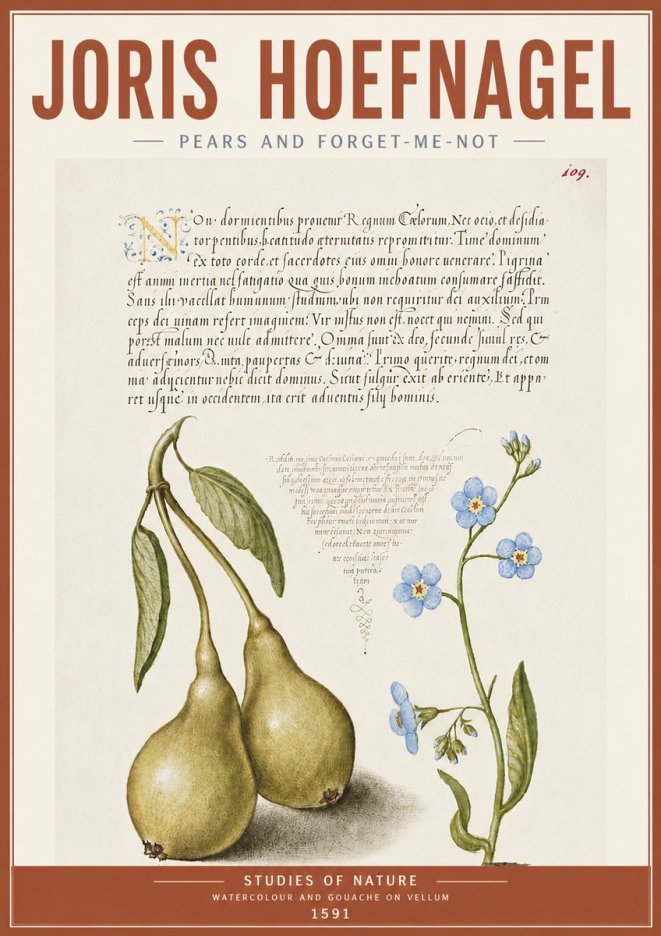 Joris Hoefnagel Pears and Forget-me-not No5 - Poster