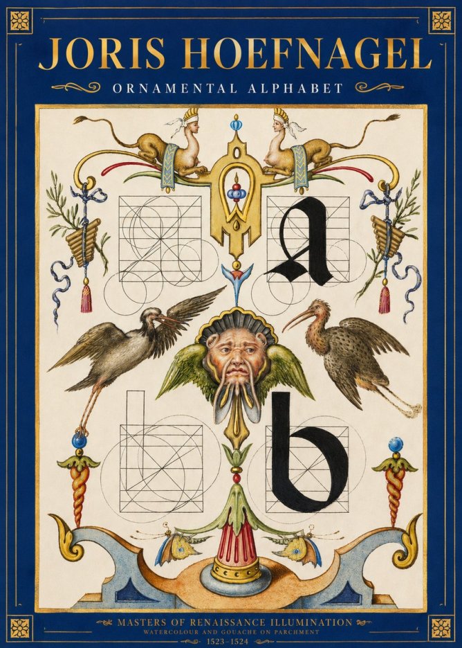 Joris Hoefnagel Ornamental Alphabet No3 - Poster