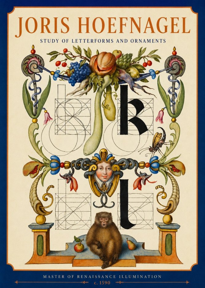 Joris Hoefnagel Study of Letterforms and Ornaments No2 - Poster