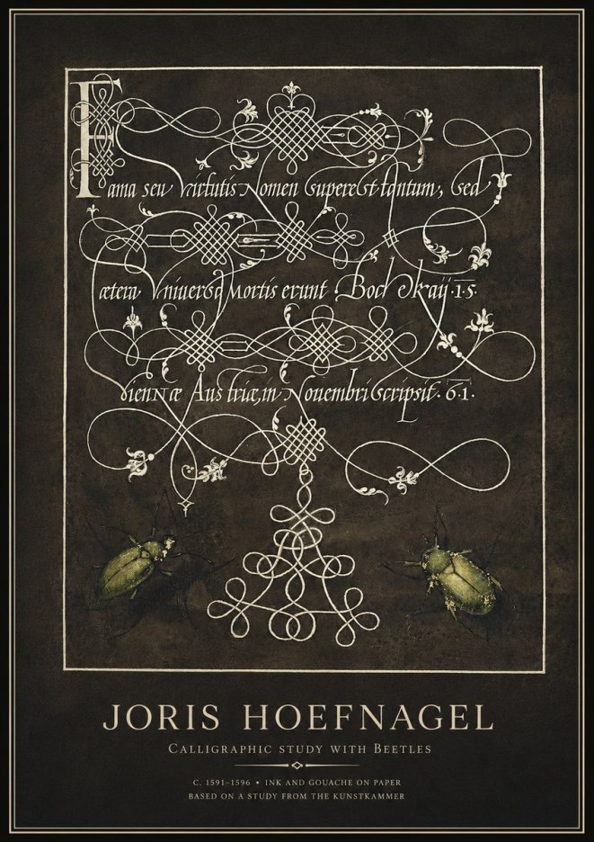 Joris Hoefnagel Calligraphic Study with Beetles No1 - Poster
