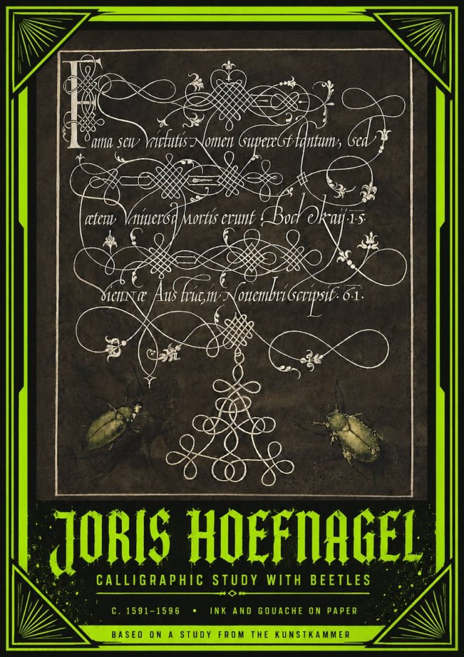 Joris Hoefnagel Calligraphic Study with Beetles No4 - Poster