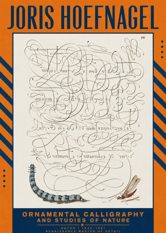 Joris Hoefnagel Ornamental Calligraphy and Studies of Nature No2 - Poster