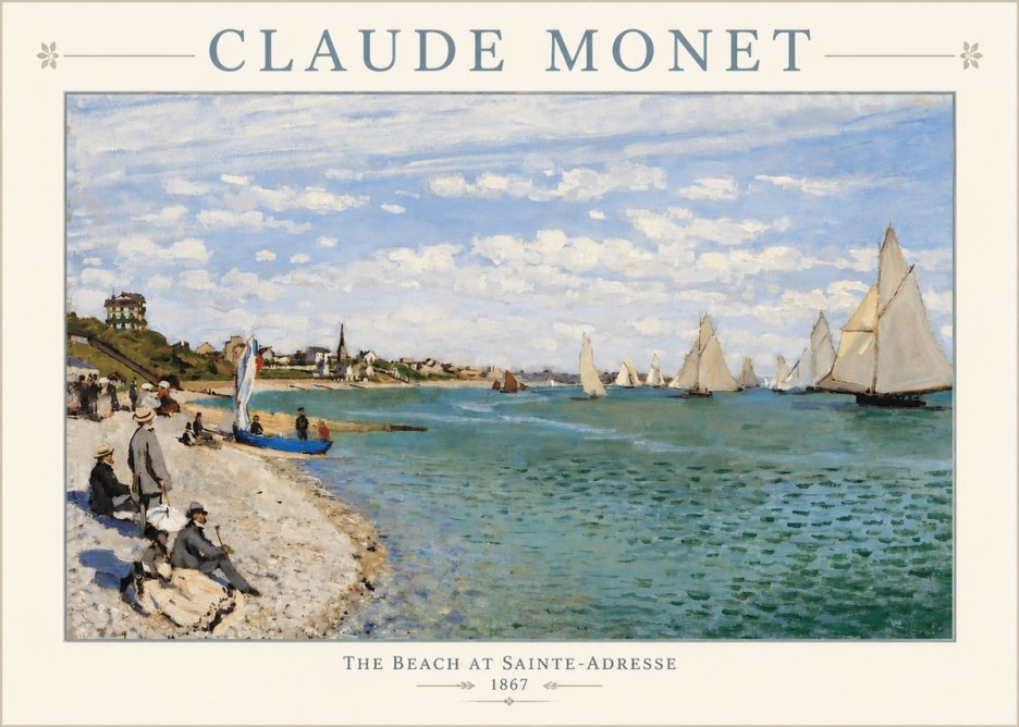 Monet The Beach at Sainte-adresse IV No3 - Poster