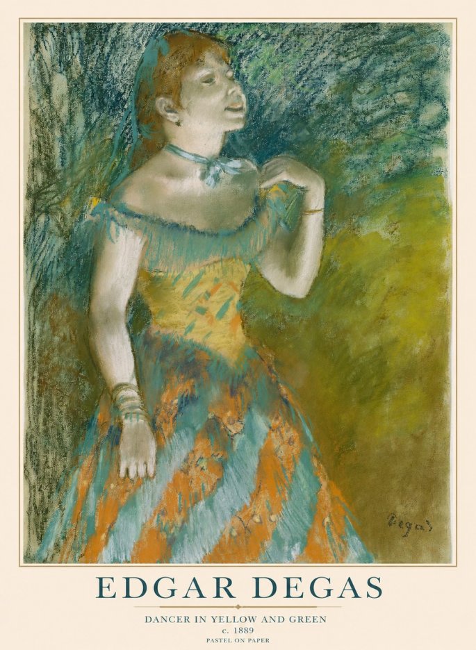 Edgar Degas Dancer in Yellow and Green No1 - Poster
