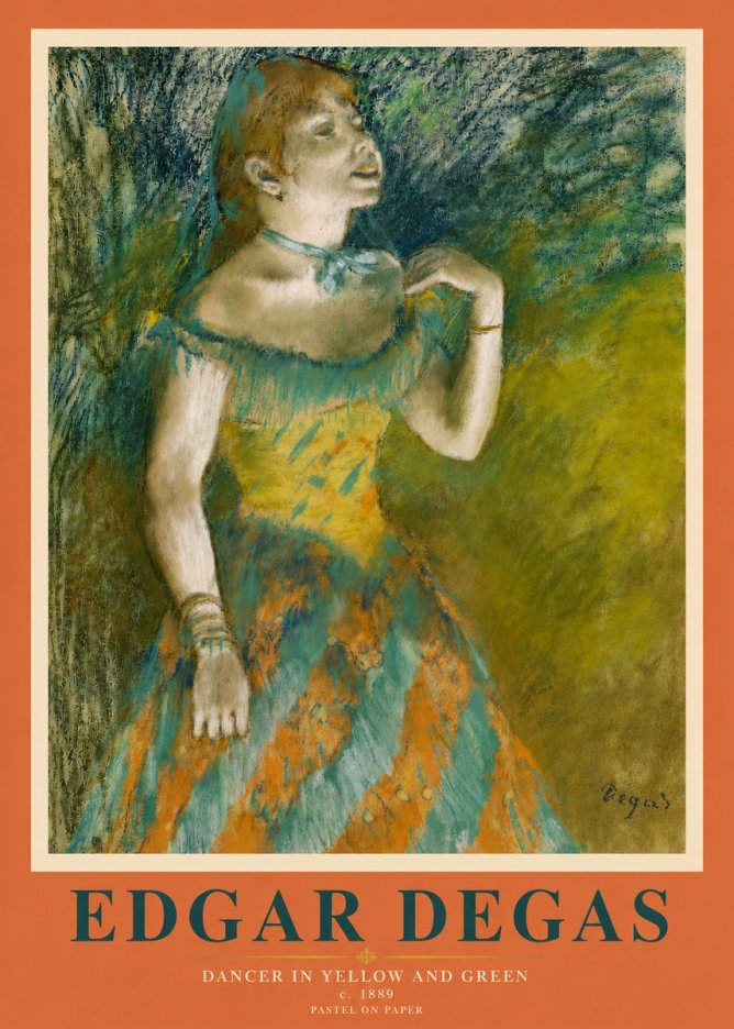 Edgar Degas Dancer in Yellow and Green No3 - Poster