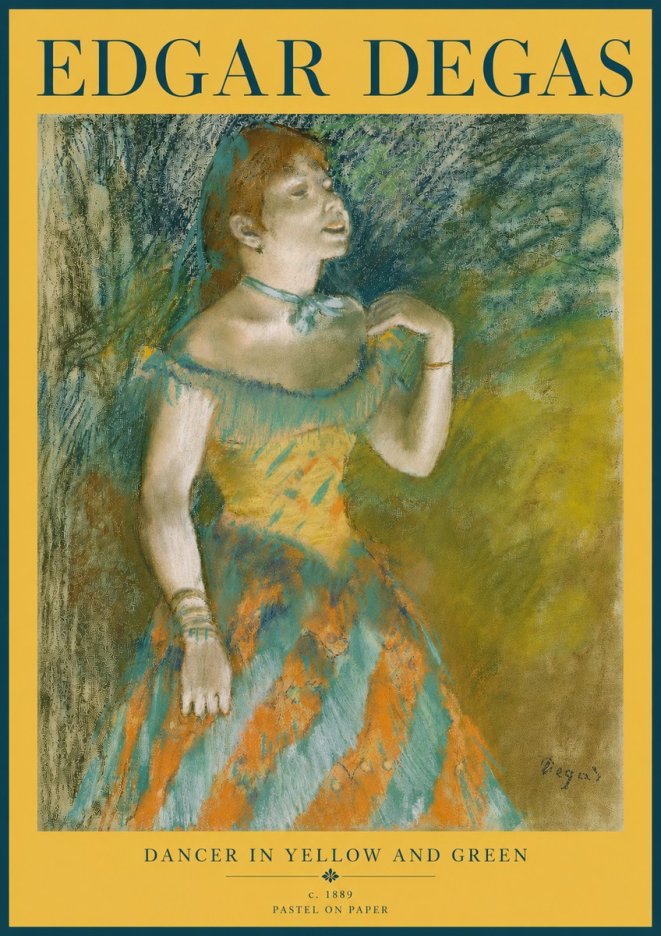 Edgar Degas Dancer in Yellow and Green No5 - Poster