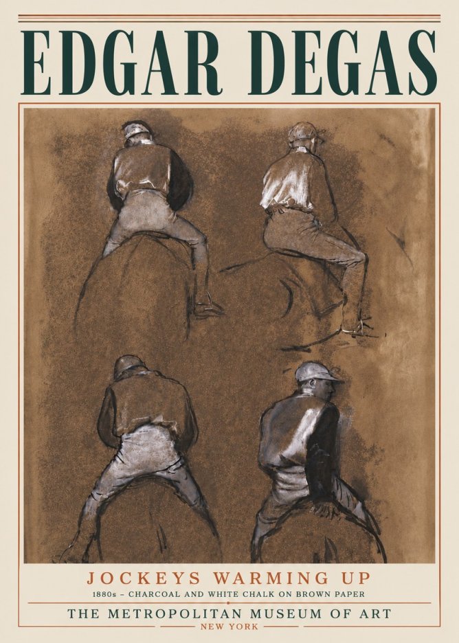 Edgar Degas Jockeys Warming Up No6 - Poster