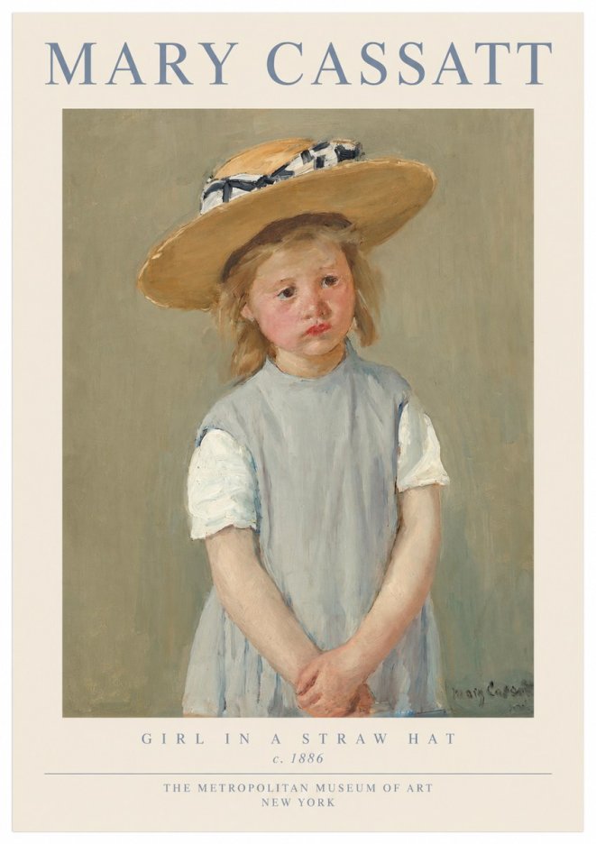 Mary Cassatt Girl in a Straw Hat No1 - Poster