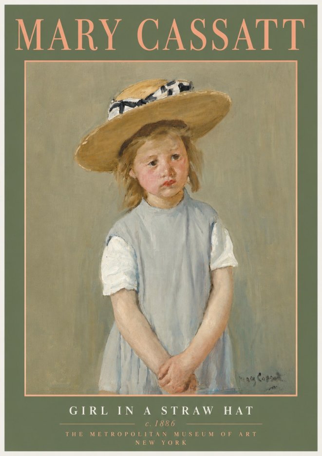 Mary Cassatt Girl in a Straw Hat No5 - Poster