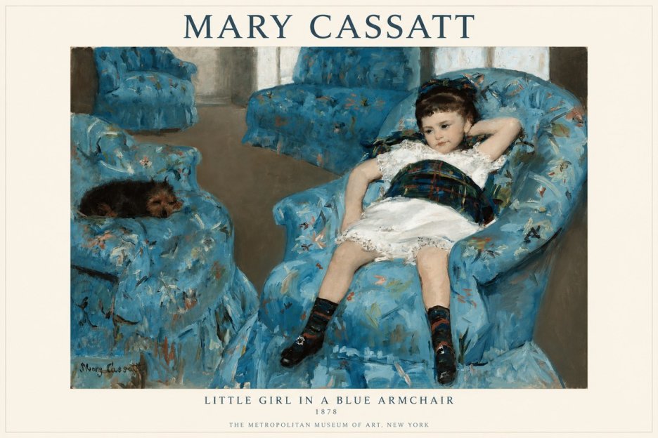 Mary Cassatt Little Girl in a Blue Armchair No1 - Poster