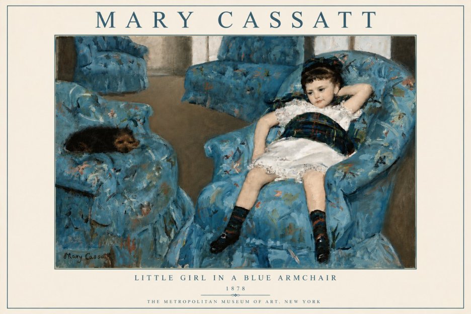 Mary Cassatt Little Girl in a Blue Armchair No6 - Poster