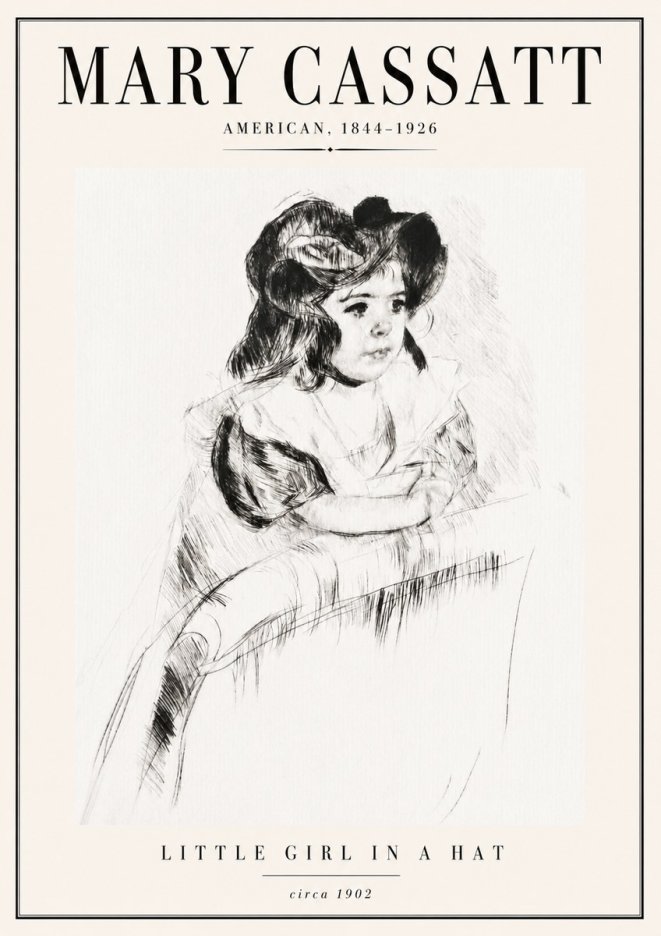 Mary Cassatt Little Girl in a Hat No5 - Poster