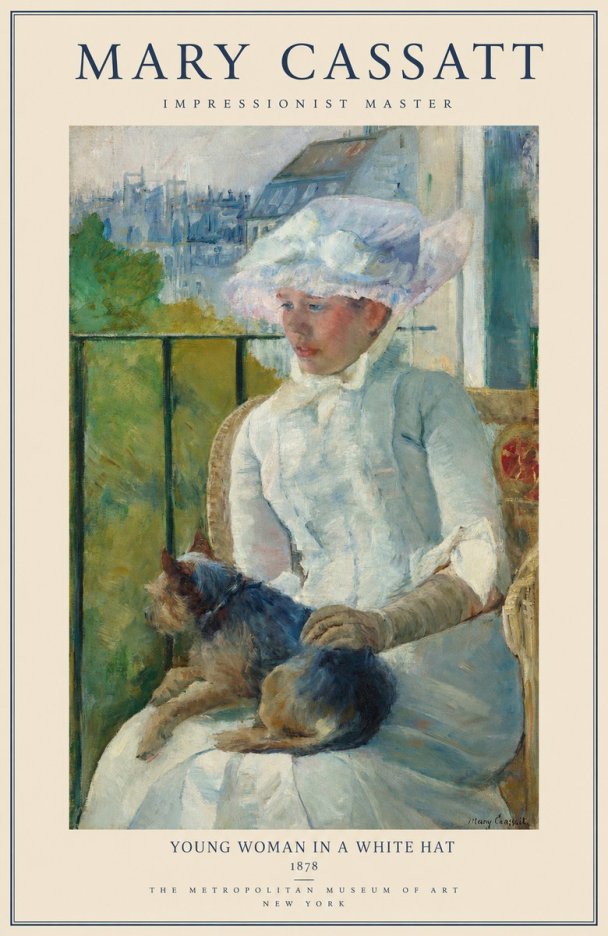 Mary Cassatt Young Woman in a White Hat No1 - Poster