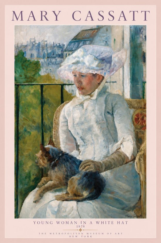 Mary Cassatt Young Woman in a White Hat No3 - Poster