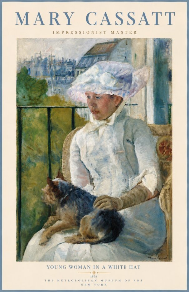 Mary Cassatt Young Woman in a White Hat No5 - Poster