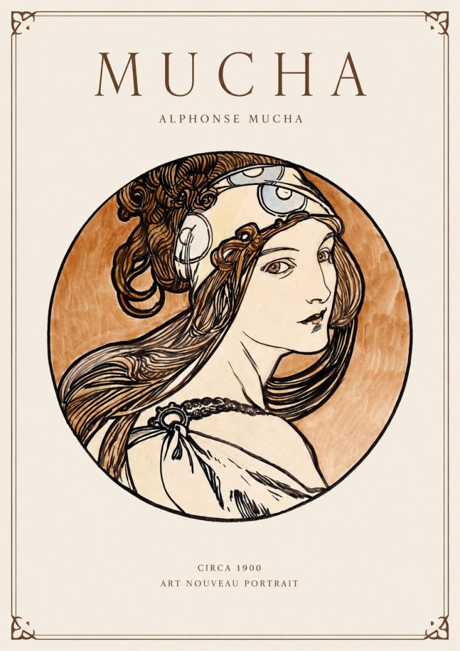 Mucha Art Nouveau Portrait I No1 - Poster