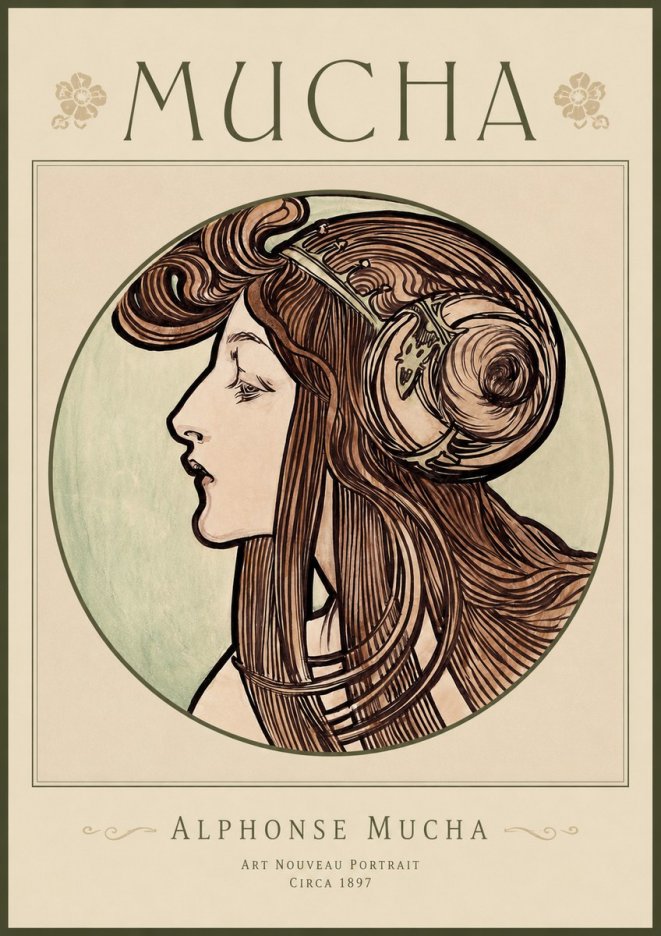 Mucha Art Nouveau Portrait II No1 - Poster